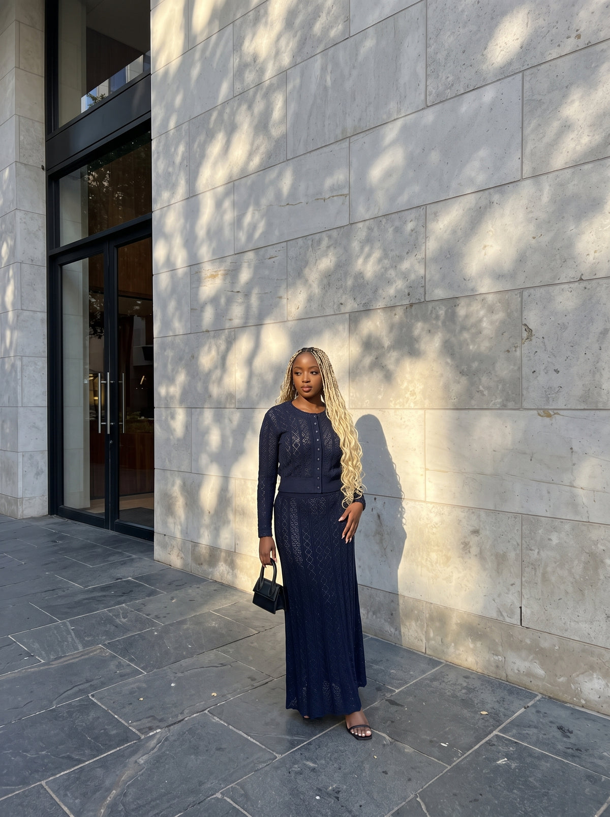 Long-Sleeve Button-Up Top & Maxi Skirt Co-Ord