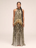 Ombre Print Ruffled Collar Gown