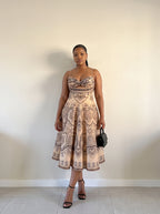 Paisley Print Cutout Midi Dress