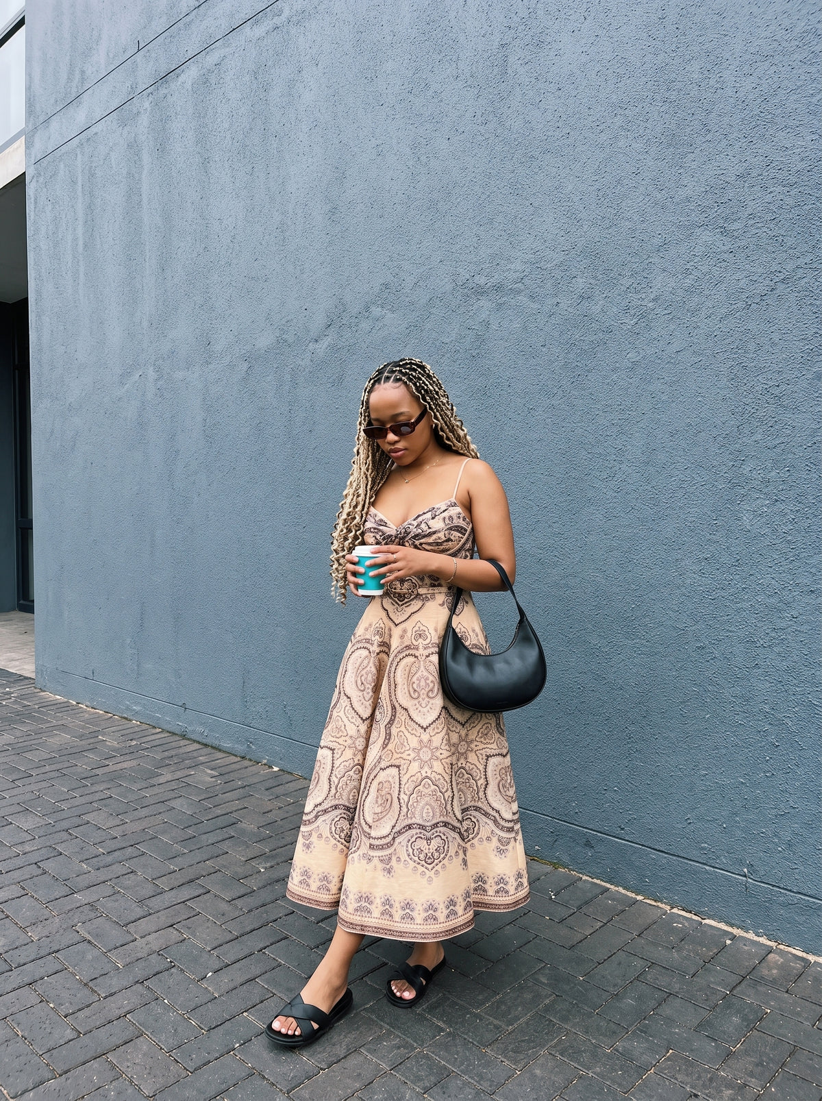 Vintage Damask Twist-Bust Dress