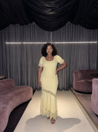Lace-Trim Ribbed Knit Maxi Dress