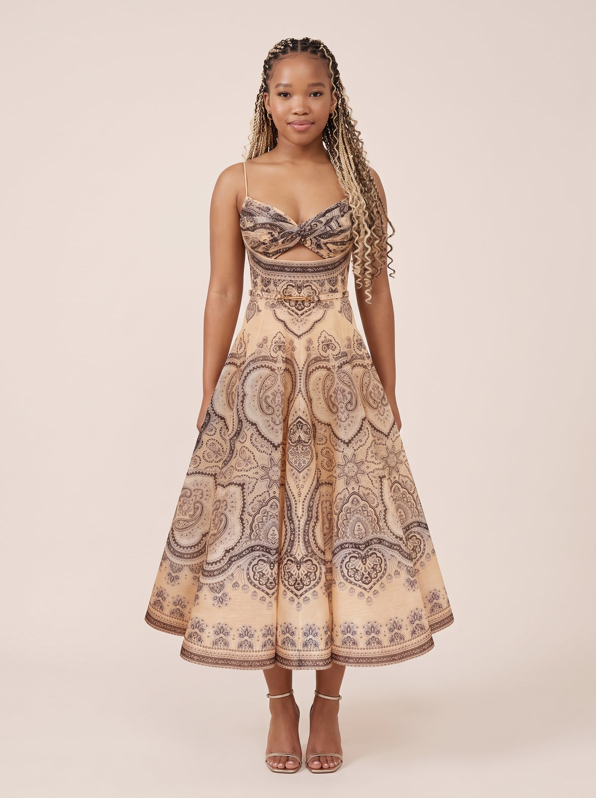 Vintage Damask Twist-Bust Dress