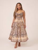 Vintage Damask Twist-Bust Dress