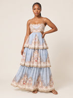 Scalloped Tiered Floral Maxi Dress