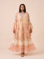 Printed Ombre Bell-Sleeve Maxi Dress