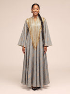 Gold-Embellished Bell-Sleeve Maxi Dress