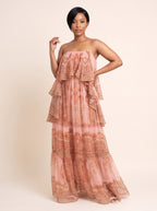 Layered Ruffle Print Maxi