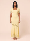 Lace-Trim Ribbed Knit Maxi Dress