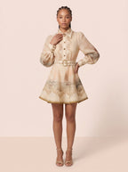 Seascape Print Belted Shirt Dress