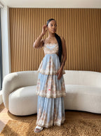 Scalloped Tiered Floral Maxi Dress