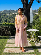 Striped Twist-Front Shirt Maxi Dress