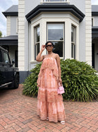 Layered Ruffle Print Maxi