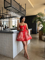 Lace-Up Corset Skater Dress