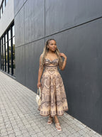 Paisley Print Cutout Midi Dress