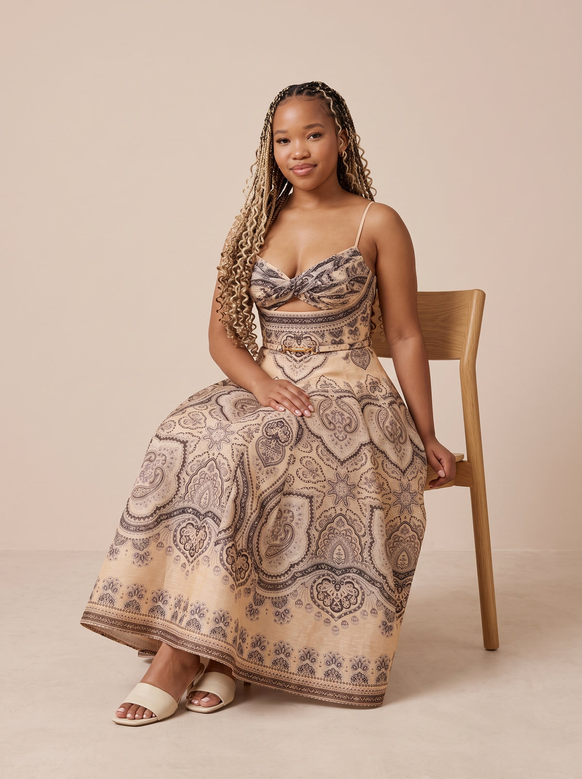 Vintage Damask Twist-Bust Dress