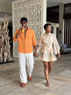 Seascape Print Belted Shirt Dress