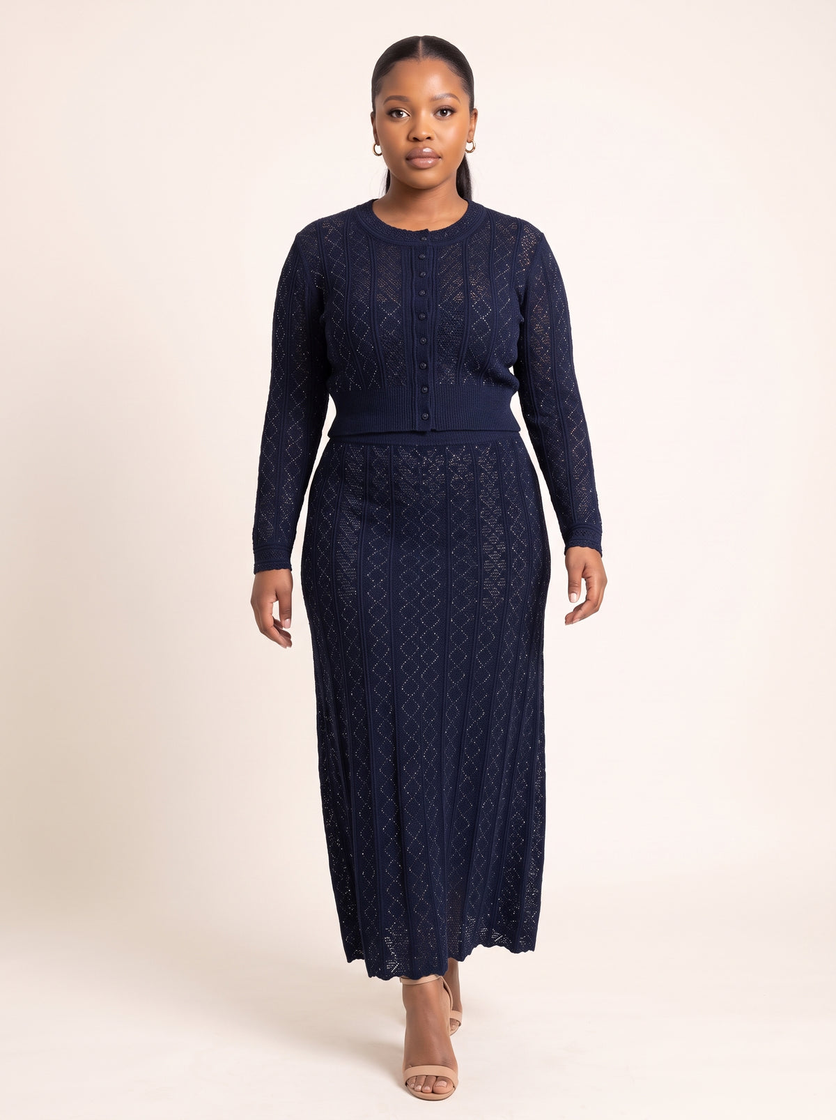 Long-Sleeve Button-Up Top & Maxi Skirt Co-Ord