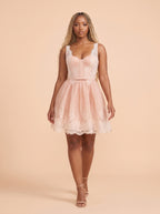 Lace-Trimmed Corset Flare Mini Dress