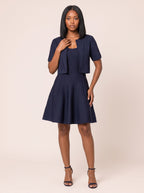 Black Braided-Knit Top and Skater Dress Set