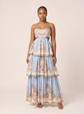 Scalloped Tiered Floral Maxi Dress