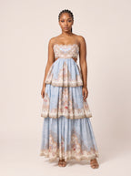 Scalloped Tiered Floral Maxi Dress