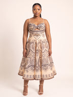 Paisley Print Cutout Midi Dress