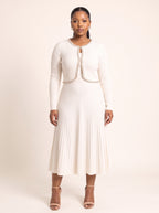 Ribbed Knit Two-Piece Matching Set with Beaded Edges